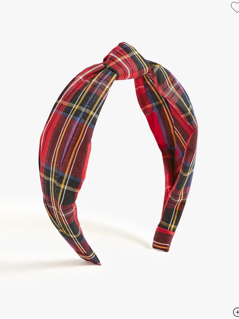 Crewcuts Red Plaid Knot Headband with Yellow & Blue Accents